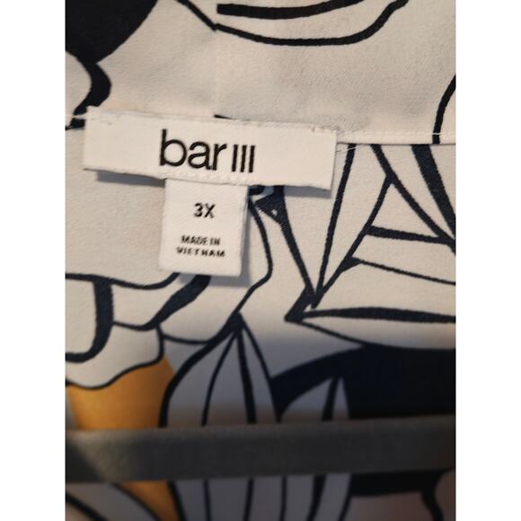 Bar III Artsy Graphic Floral Tie VNeck Blouse 3X Flowy Career Travel Classy Airy - Picture 2 of 5